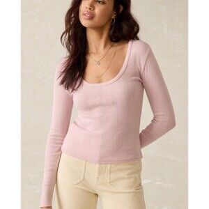 Faherty Pacific Pointelle Scoop Neck Blush Pink Women’s Extra Small XS Shirt Top